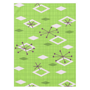 Mid Century Diamonds Sternexplosionen Chartreuse Tischdecke