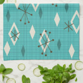 Mid Century Diamonds Sternexplosionen Türkis Geschirrtuch (Gefaltet)