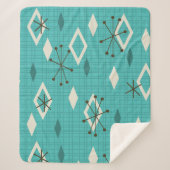 Mid Century Diamonds Sternexplosionen Türkis Sherpadecke (Vorderseite)