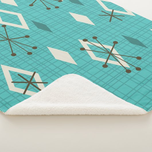 Mid Century Diamonds Sternexplosionen Türkis Sherpadecke (3/4)