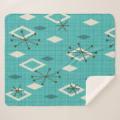 Mid Century Diamonds Sternexplosionen Türkis Sherpadecke (Vorderseite (Horizontal))