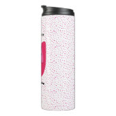 Mid Century Fancy Cats in Pink Chair Polka Dots Thermosbecher (Nach rechts gedreht)