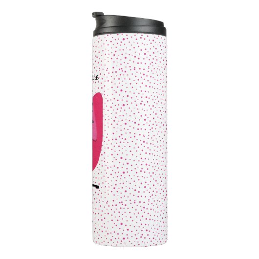Mid Century Fancy Cats in Pink Chair Polka Dots Thermosbecher (Nach rechts gedreht)