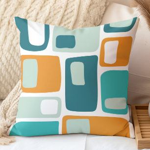 Mid Century Funky Geometrische Formen Türkis Aqua Kissen