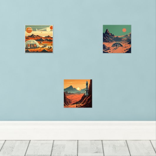 Mid-Century Futurismus Bilderwand Sets (Holzboden)