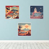 Mid-Century Futurismus Bilderwand Sets (Holzboden)