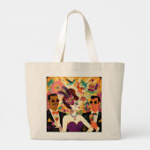 Mid Century Futuristic Mardi Gras Cocktail Party Jumbo Stoffbeutel (Rückseite)
