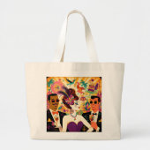 Mid Century Futuristic Mardi Gras Cocktail Party Jumbo Stoffbeutel (Vorne)