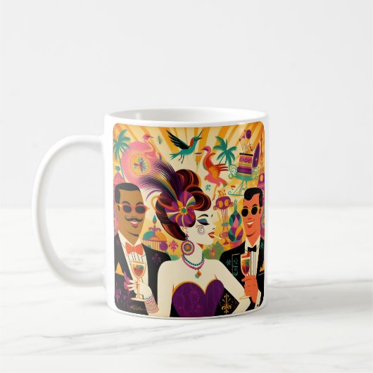 Mid Century Futuristic Mardi Gras Cocktail Party Kaffeetasse (Links)