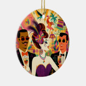 Mid Century Futuristic Mardi Gras Cocktail Party Keramik Ornament (Rechts)