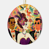 Mid Century Futuristic Mardi Gras Cocktail Party Keramik Ornament (Links)