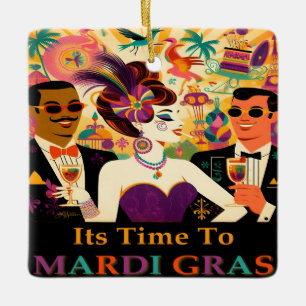 Mid Century Futuristic Mardi Gras Cocktail Party Keramikornament