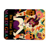 Mid Century Futuristic Mardi Gras Cocktail Party Magnet (Horizontal)