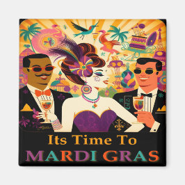 Mid Century Futuristic Mardi Gras Cocktail Party Magnet