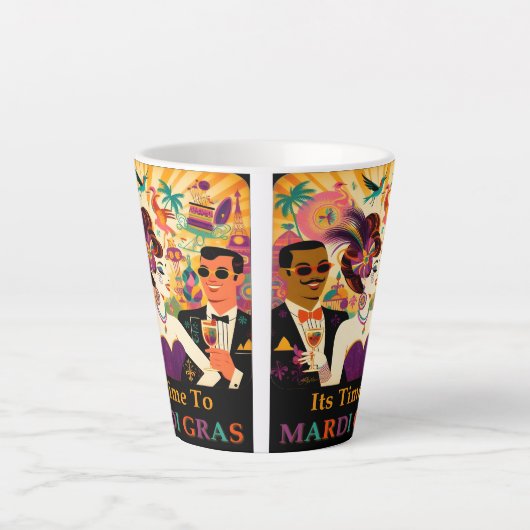 Mid Century Futuristic Mardi Gras Cocktail Party Milchtasse (Vorderseite)