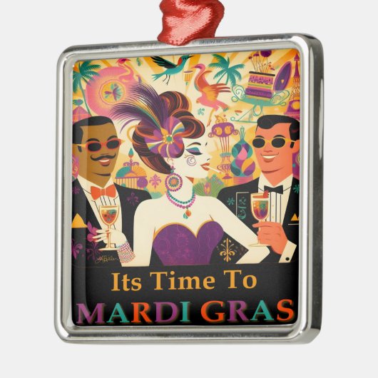 Mid Century Futuristic Mardi Gras Cocktail Party Ornament Aus Metall (Links)