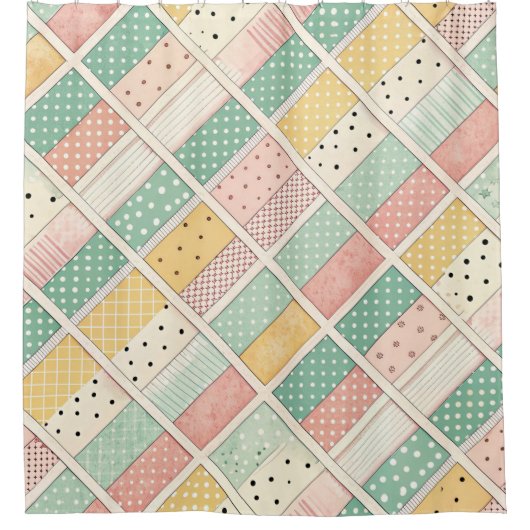 Mid-Century Geometric Design with Dots & Lines 4  Duschvorhang (Vorderseite)