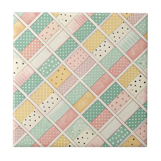 Mid-Century Geometric Design with Dots & Lines 4 Fliese (Vorderseite)