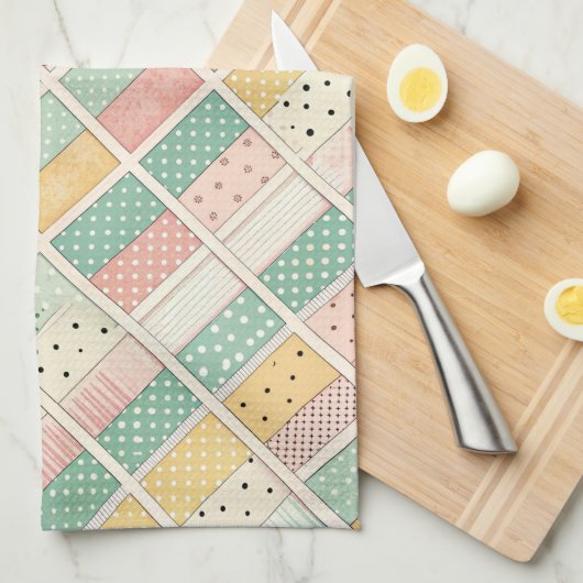 Mid-Century Geometric Design with Dots & Lines 4 Geschirrtuch (Viertel Falte)