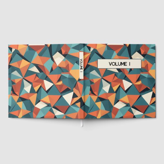 Mid-Century Geometric Teal & Orange | Custom Book Gästebuch (Voll)