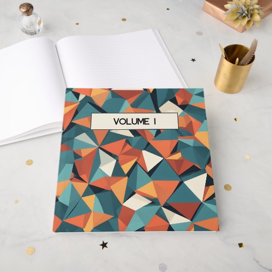 Mid-Century Geometric Teal & Orange | Custom Book Gästebuch (Vorderseite offen)