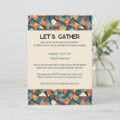 Mid-Century Geometric Teal & Orange | Custom Einladung (Stehend Vorderseite)