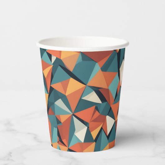 Mid-Century Geometric Teal & Orange | Custom Pappbecher (Rückseite)