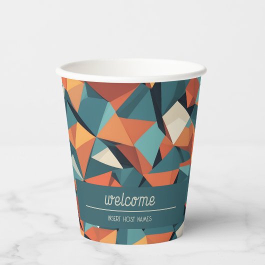 Mid-Century Geometric Teal & Orange | Custom Pappbecher (Vorderseite)