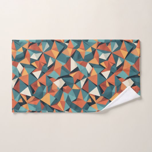 Mid-Century Geometric Teal & Orange Pattern Badhandtuch Set (Handtuch)