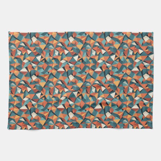 Mid-Century Geometric Teal & Orange Pattern Geschirrtuch (Horizontal)