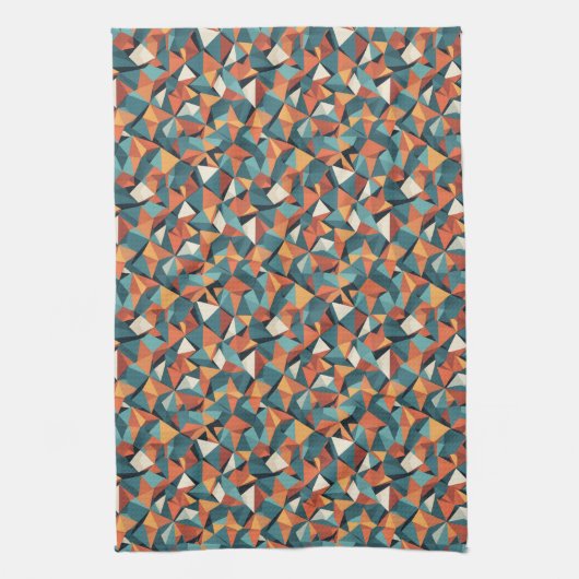 Mid-Century Geometric Teal & Orange Pattern Geschirrtuch (Vertikal)