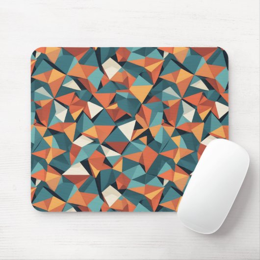 Mid-Century Geometric Teal & Orange Pattern Mousepad (Mit Mouse)