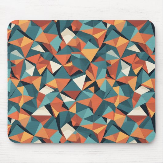 Mid-Century Geometric Teal & Orange Pattern Mousepad (Vorne)
