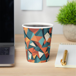 Mid-Century Geometrisches Teal & Orange | Pappbecher