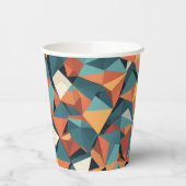 Mid-Century Geometrisches Teal & Orange | Pappbecher (Links)