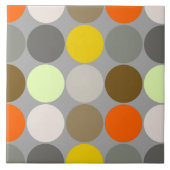 Mid-Century Giant Dots, Gray, Gold and Orange Fliese (Vorderseite)