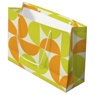 Mid Century Half Circles Orange and Yellow Große Geschenktüte