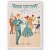 Mid Century Happy New Year The Martini Dance Aufkleber (Vorderseite)