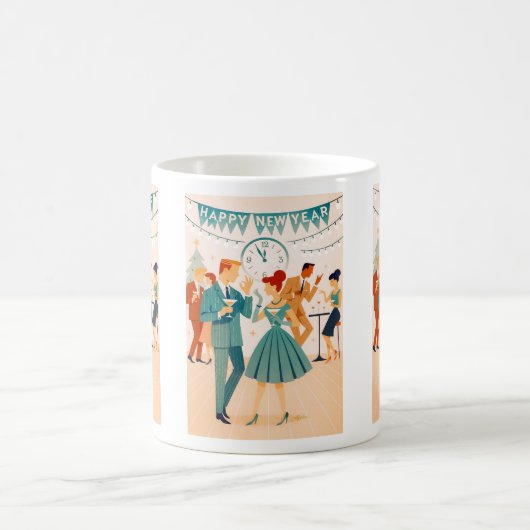 Mid Century Happy New Year The Martini Dance Kaffeetasse (Mittel)