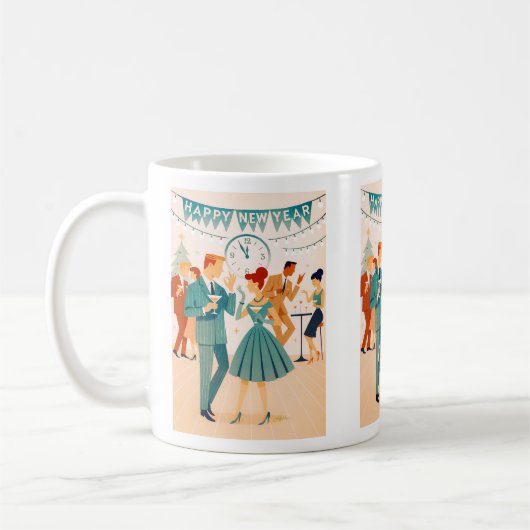 Mid Century Happy New Year The Martini Dance Kaffeetasse (Links)