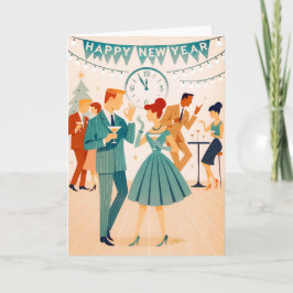 Mid Century Happy New Year The Martini Dance Karte