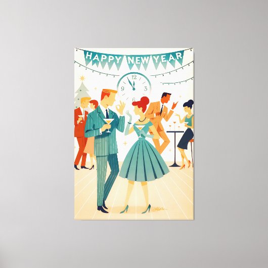 Mid Century Happy New Year The Martini Dance Leinwanddruck (Vorderseite)