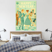 Mid Century Happy New Year The Martini Dance Leinwanddruck (Insitu (Schlafzimmer))