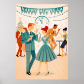 Mid Century Happy New Year The Martini Dance Poster (Vorne)