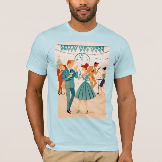 Mid Century Happy New Year The Martini Dance T-Shirt (Vorderseite)