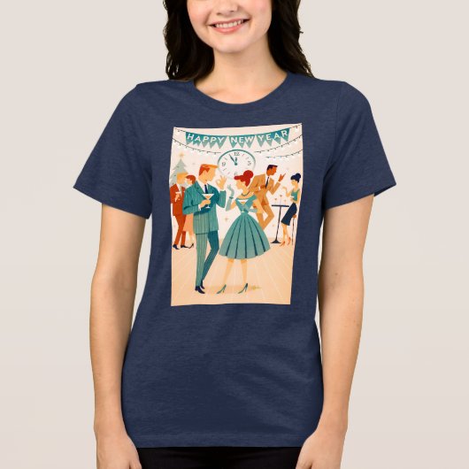 Mid Century Happy New Year The Martini Dance Tri-Blend Shirt (Vorderseite)