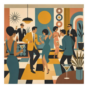Mid Century Hip Martini Tanzparty Fotodruck