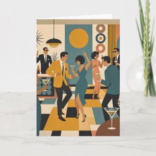 Mid Century Hip Martini Tanzparty Karte