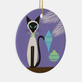 Mid Century Holiday Siamese Cat with Ornaments 2 Keramik Ornament (Rechts)