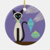 Mid Century Holiday Siamese Cat with Ornaments 2 Keramik Ornament (Hinten)